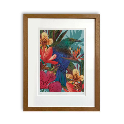 Perched Tui & Hibiscus - Print by Flox