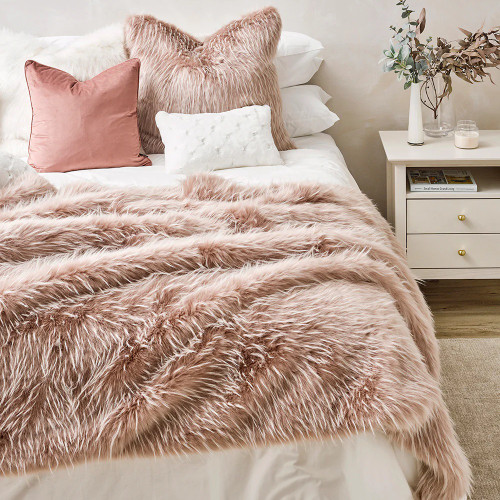 Peony Plume Faux Fur Throw by Heirloom