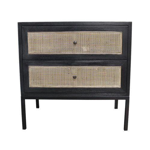 Cardrona 2 Drawer Side Table - Rustic Black by Le Forge
