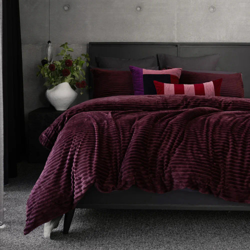 Channel Duvet Cover Set by Bambury - Plum