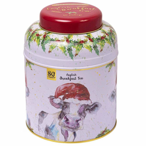 Festive Cow Tea Caddy - 80 EB Teabags by New English Teas