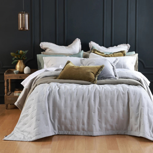 Laundered Linen Bedspread by MM Linen - Pewter