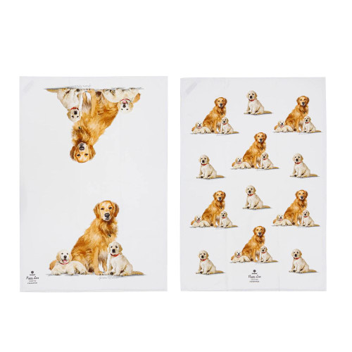 Puppy Love Golden Retriever 2pk Kitchen Towel by Ashdene