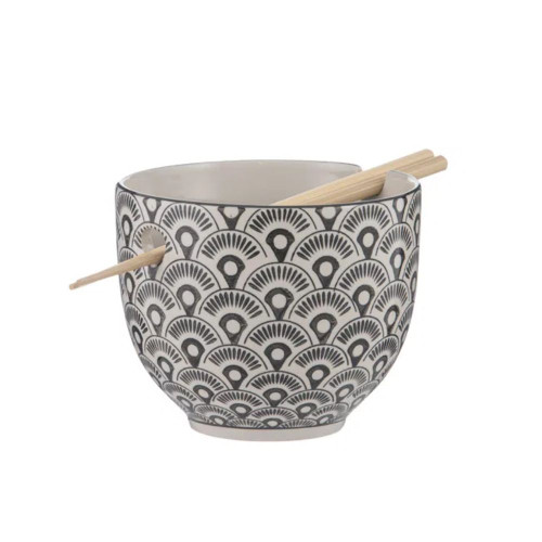 Nara Fan Noodle Bowl With Chopsticks by Ladelle