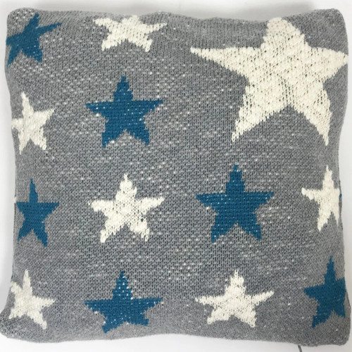 Blue Stars Baby Cushion Grey