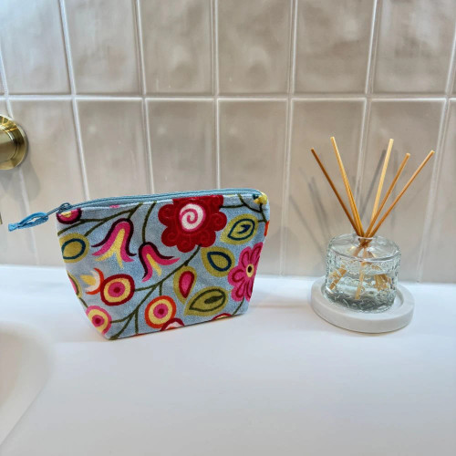 Rosa Blue Makeup Bag