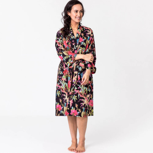 Paradise Black Kimono Robe