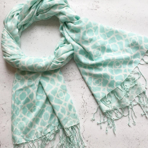 Mosaic Teal Viscose Scarf