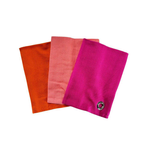 Waffle Orange Hot Pink and Pale Pink Set of 3 Hand Towel