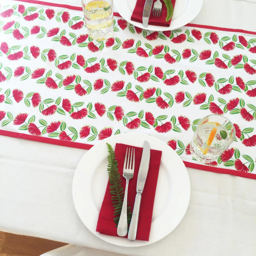 Pohutukawa Table Runner Piped Edges