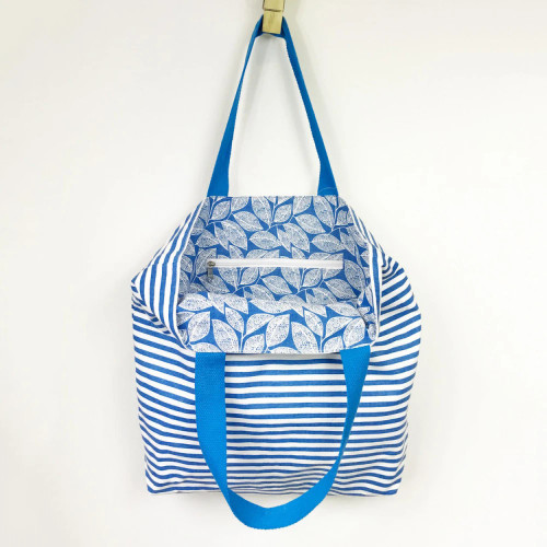 Striped Reversible Blue Tote Bag