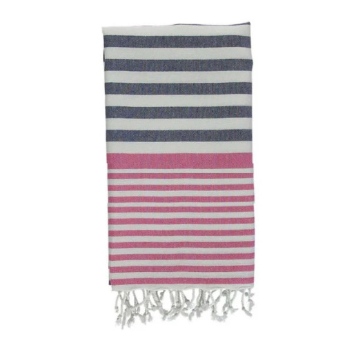 Sofia Turkish Towel Navy Blue Fuchsia by Izzy and Jean