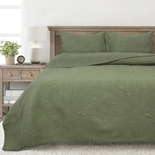 Elena Coverlet Set Queen/King Olive