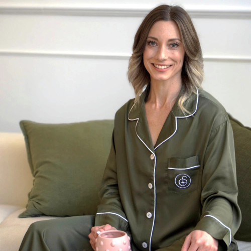 Greenstone Bamboo Viscose Women's PJs Long Sleeve & Pant Sleep Set By Calma Sleeps