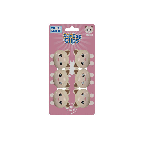 Cute Bag Clips-Ragdoll 4 x 4cm by White Magic (6 Pack)