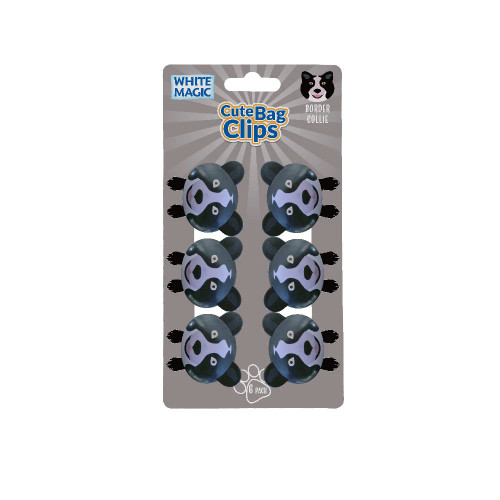 Cute Bag Clips-Border Collie 4 x 4cm by White Magic (6 Pack)