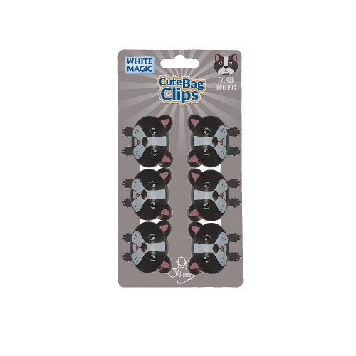 Cute Bag Clips-French Bulldog 4 x 4cm +by White Magic (6 Pack)