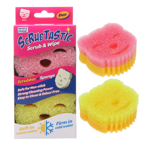 Scrubtastic Scrub & Wipe Sponge Duo by White Magic (2 Pack)