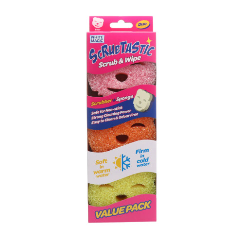 Scrubtastic Scrub & Wipe Sponge Duo by White Magic (3 Pack)