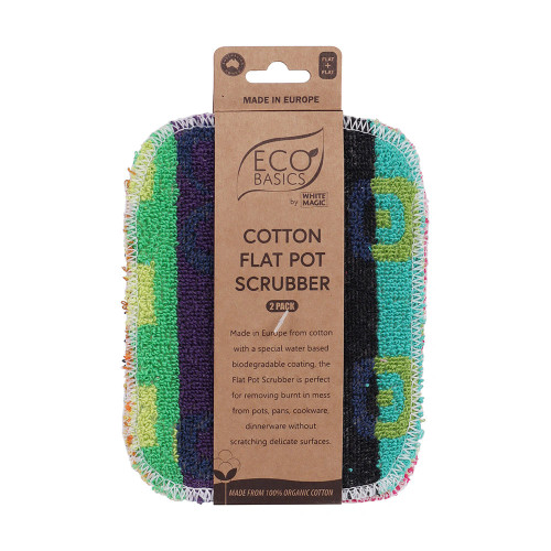 Eco Basics Cotton Flat Pot Scrubber by White Magic (2 Pack)