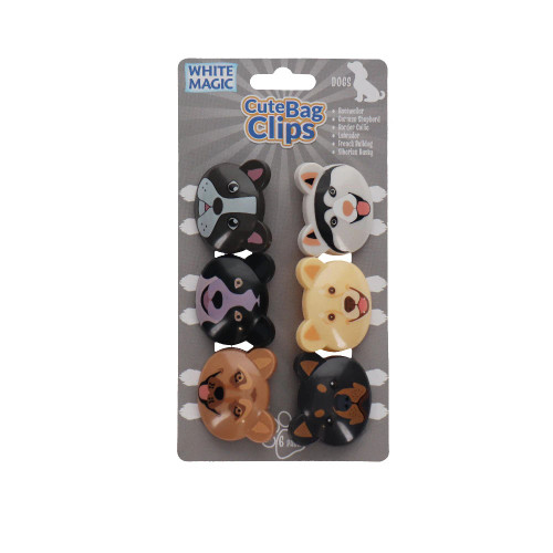 Cute Bag Clips-Dogs 4 x 4cm by White Magic (6 Pack)