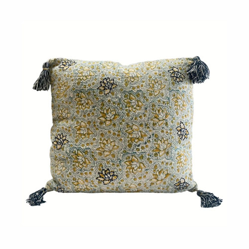 Artisan Block Printed Cushion Spring 45 x 45cm by Linens and More