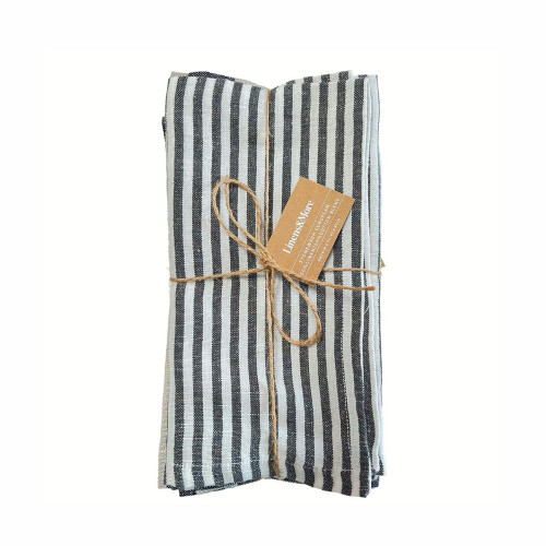 Forage Napkins Set of 4 – Charcoal Stripe by Linens and More