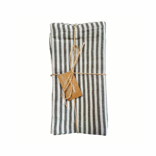 Forage Napkins Set of 4 – Olive Stripe by Linens and More