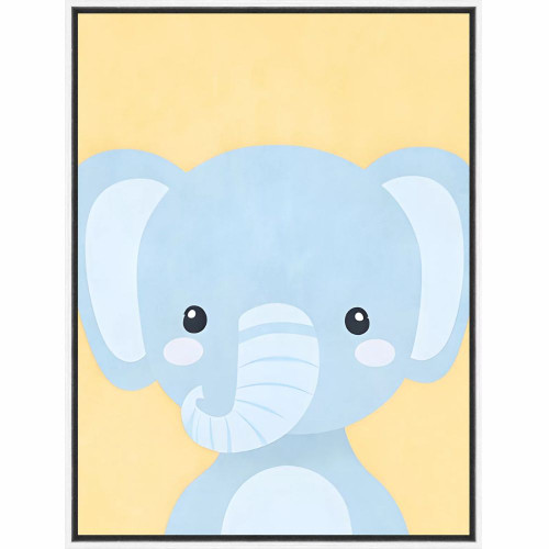 Blue Elephant White Framed Kids Wall Art by Linens and More