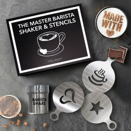 The Master Barista Shaker & Stencils Book Box by Home Chapter