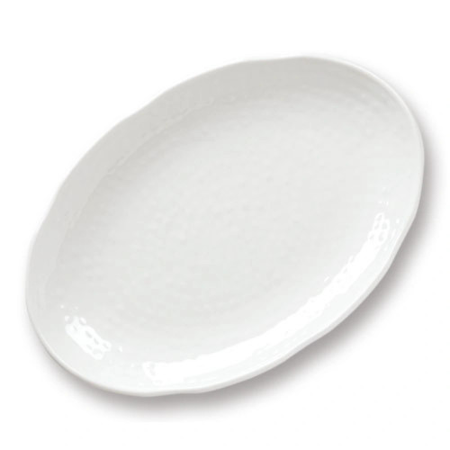 White Melamine Medium Oval Texture Platter 16" (40cm) by Bella Tavolo