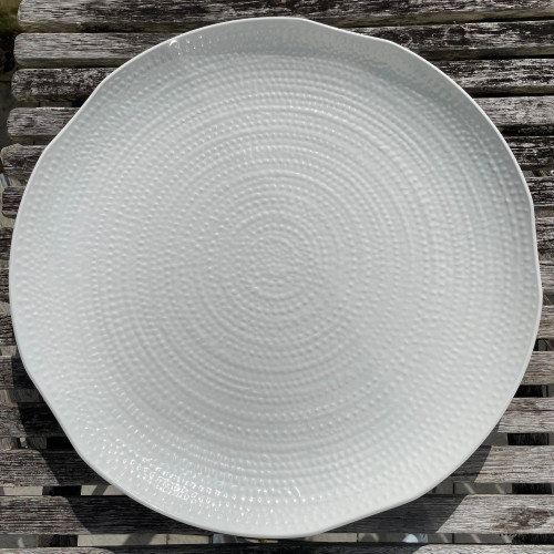 White Melamine XXL Round Texture Platter by Bella Tavolo