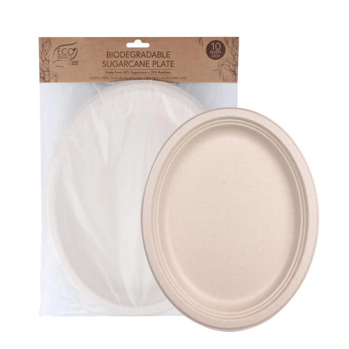 Eco Basics Biodegradable Sugarcane Plate 32cm - 10pcs by White Magic