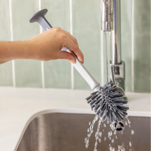 Standing Grey Bottle & Glass Brush And Oval Dish Brush With Suction 2 Pack by Vigar