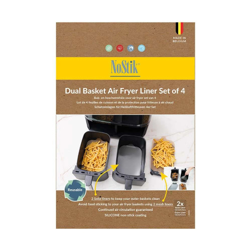 Silicone Fibreglass Dual Basket Air Fryer Liner - Set of 2 by Nostik