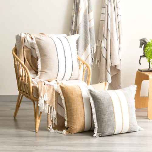 Darcy Stripe Stone washed Yarn-dyed Cushion by Renee Taylor - 2 Pack