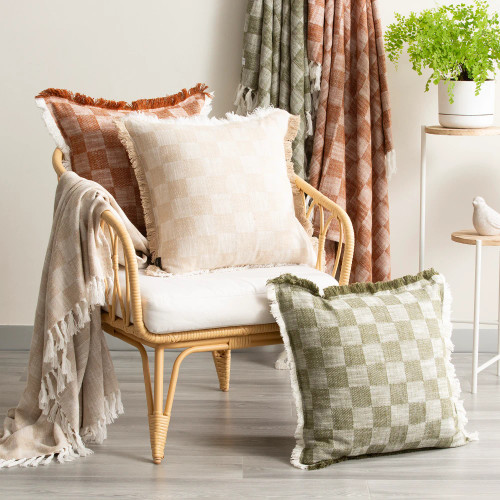 Noah Checkered Stone washed Yarn-dyed Cushion by Renee Taylor - 2 Pack