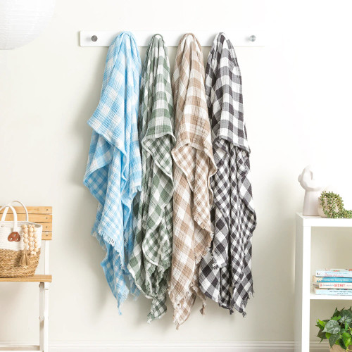 Atlantic Reversible Vintage Washed Yarn Dyed Textured Cotton Throw by Renee Taylor - 130 x 200cm