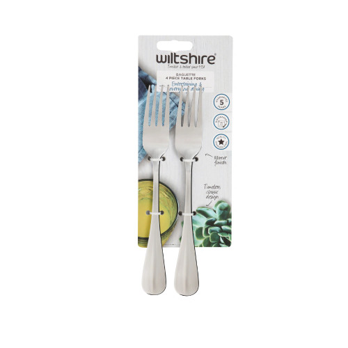 Baguette Dinner Fork 4Pc Stainless Steel by Wiltshire