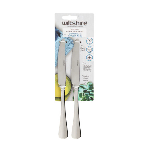 Baguette Dinner Knife 4Pc Stainless Steel by Wiltshire