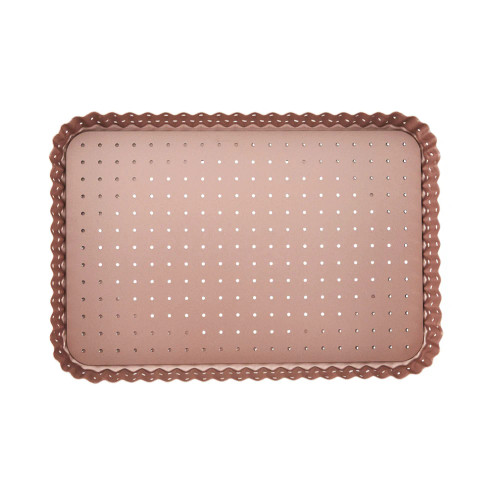 Rose Gold Perforated Large Rectangle Tart Pan by Wiltshire