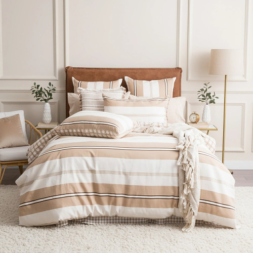 Stephine Stripe Cotton Slub Reversible Duvet Cover Set by Renee Taylor
