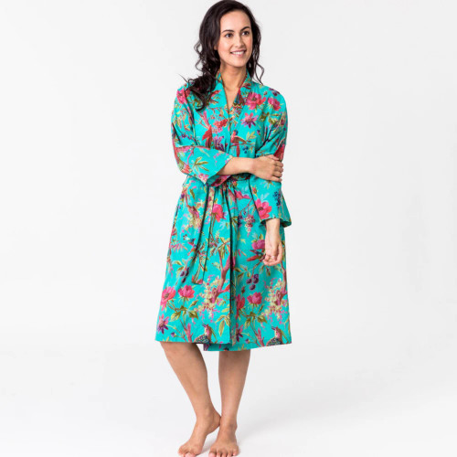 Paradise Aqua Kimono Robe by Floressents