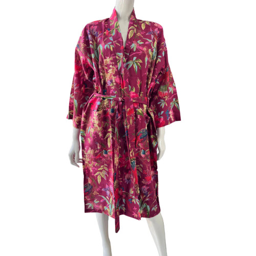 Paradise Burgundy Kimono Robe by Floressents