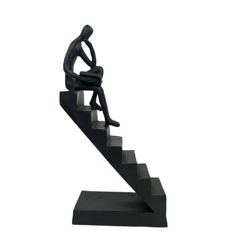 Cast Iron - Girl Reading On Stairs by Linen & More - 13.1X5.6X24.1cm