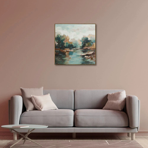 Serene Spring Canvas Brown Frame by Linen & More - 100x100cm