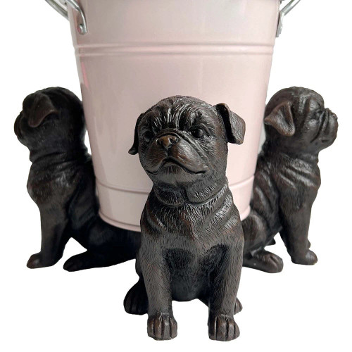 Set of 3 Pug Pot Holder Aged 9x6x12cm each by Linen & More