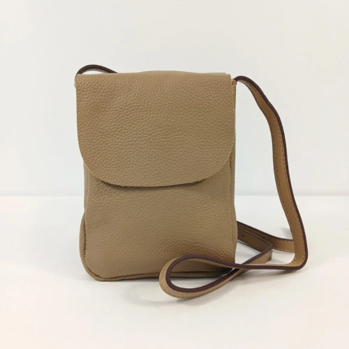 Hibiscus Taupe Leather Crossbody by Nikau Design