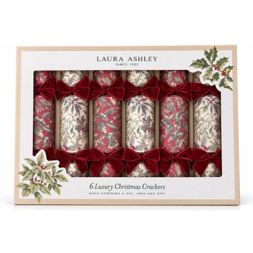 Red Festive Botanicals Luxury Crackers by Laura Ashley (6 Pack)