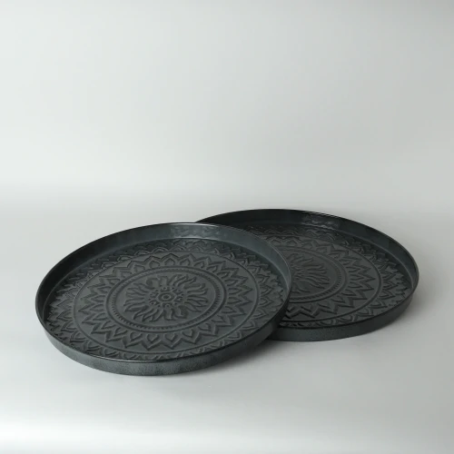 Set of 2 Aztec Trays by Le Forge - 45x3cm